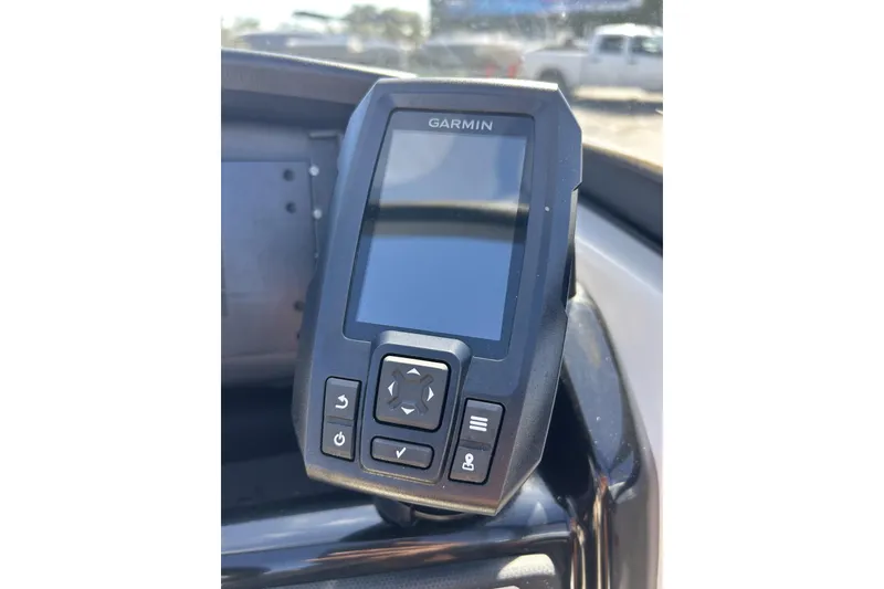 Slide: The Image of Garmin device on 2019 Yamaha SX190 boat dashboard, close-up view. - 27