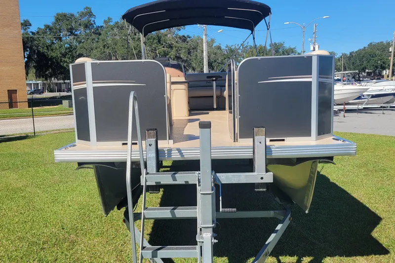 Slide: The Image of 2022 Fiesta 22' Fundeck L Sofa RE Deluxe pontoon boat with rear entry ladder. - 6