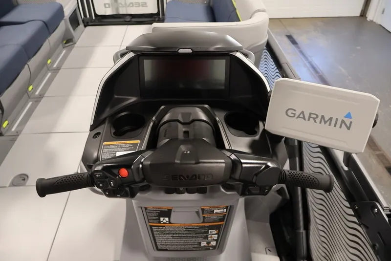 Slide: The Image of 2025 Sea-Doo Switch Cruise Limited 21 dashboard with Garmin navigation system. - 40