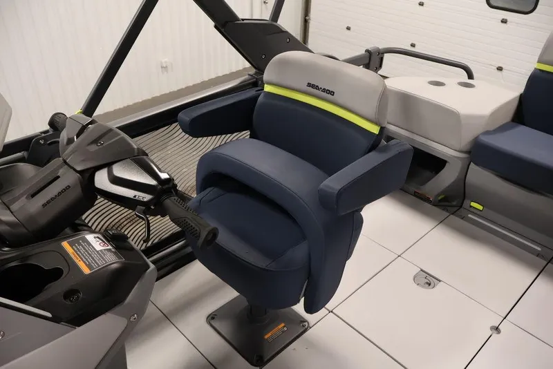 Slide: The Image of 2025 Sea-Doo Switch Cruise Limited 21 interior with steering and seating details. - 21