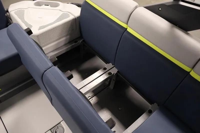 Slide: The Image of Interior seating of 2025 Sea-Doo Switch Cruise Limited 21, featuring modular design and storage space. - 24