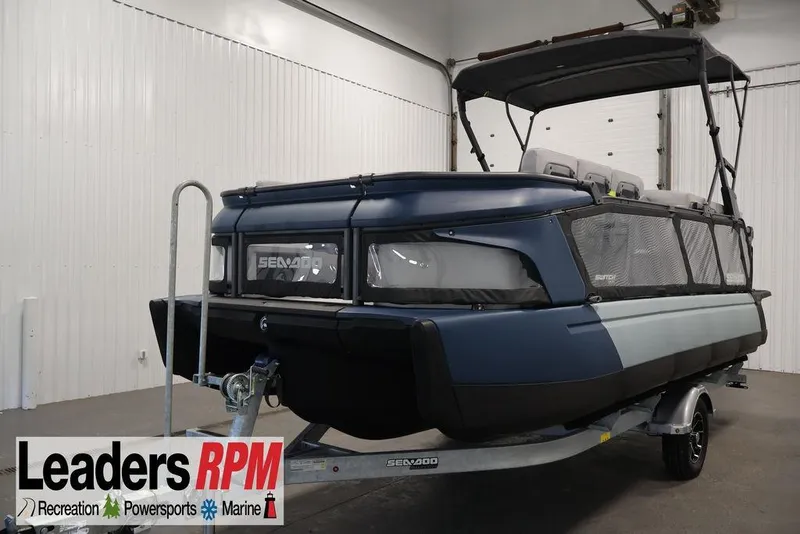 The Image of 2025 Sea-Doo Switch Cruise Limited 21 on trailer in indoor setting. - 0