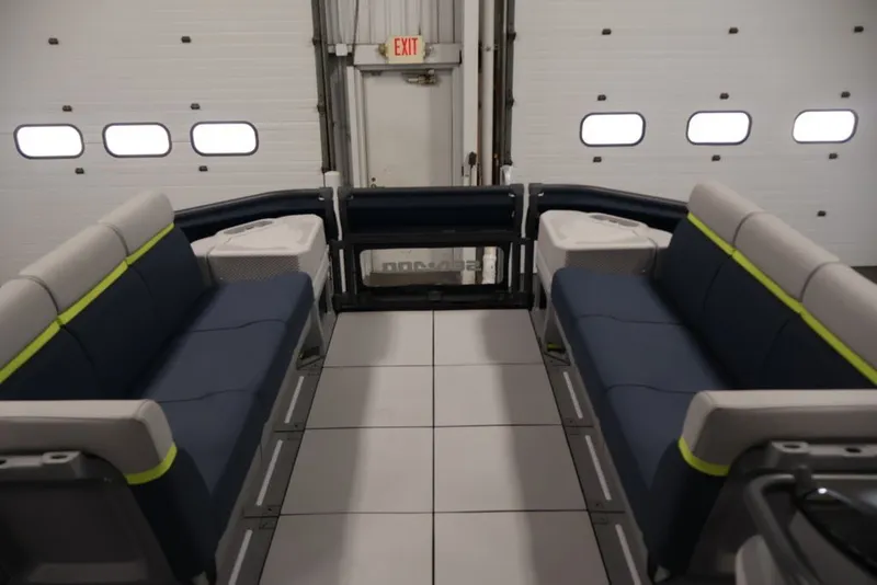 Slide: The Image of Interior of 2025 Sea-Doo Switch Cruise Limited 21, featuring spacious seating and modern design. - 21