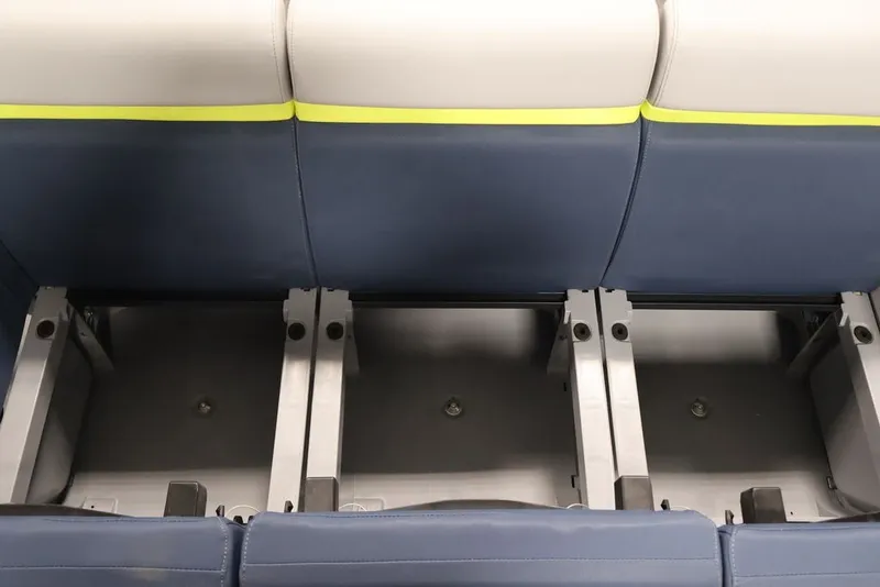 Slide: The Image of 2025 Sea-Doo Switch Cruise Limited 21 seating with blue and white upholstery. - 37