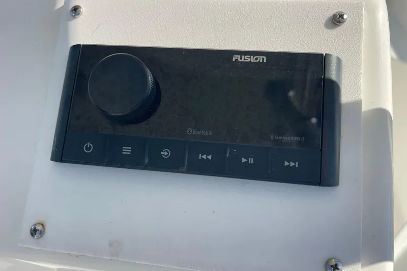 Slide: The Image of Fusion audio system on 2021 Bay Rider 219 Bay boat dashboard. - 16