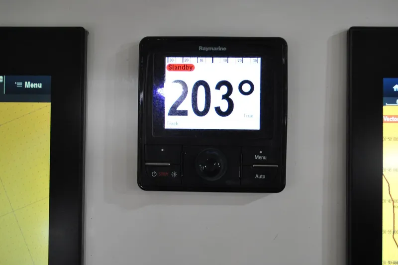 Slide: The Image of Raymarine display showing 203 degrees on a 2016 Regulator 34 Center Console boat. - 27