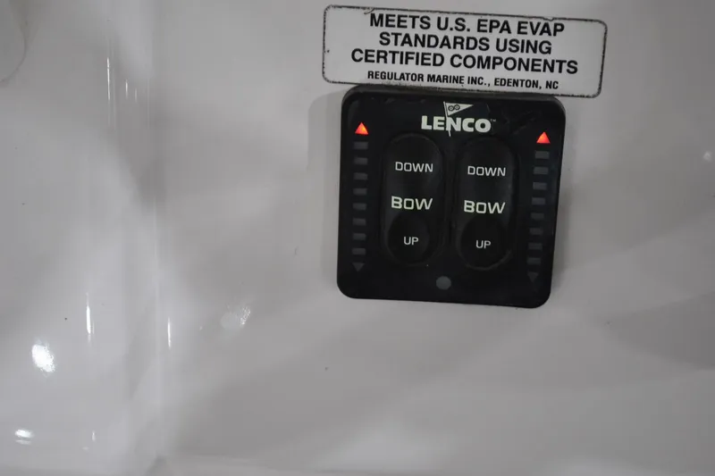 Slide: The Image of Lenco control panel on 2016 Regulator 34 Center Console boat, EPA compliant. - 32
