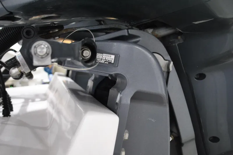 Slide: The Image of Close-up of a 2016 Regulator 34 Center Console boat engine component. - 72