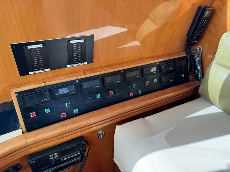 Slide: The Image of Control panel of a 1987 Bayliner 3888 Motoryacht with communication equipment. - 9