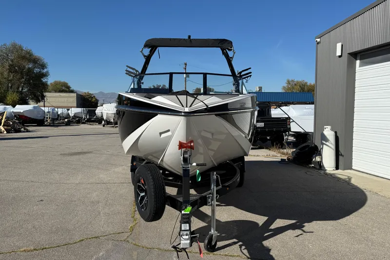 Slide: The Image of 2026 Moomba Craz boat on trailer in outdoor storage area. - 4