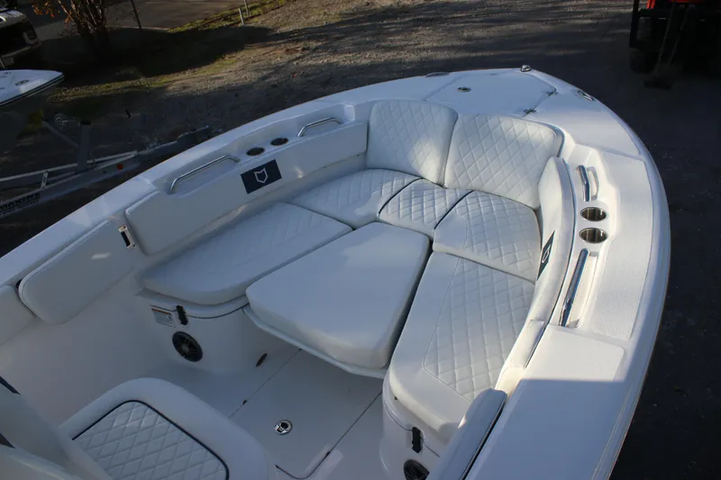 Slide: The Image of 2026 Sea Fox 248 Commander boat with spacious, cushioned seating area. - 9