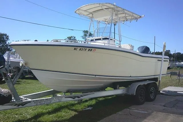 Slide: The Image of 2004 Grady-White Fisherman 209 boat on trailer, parked outdoors. - 4