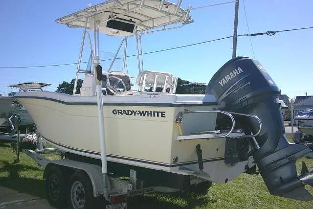 Slide: The Image of 2004 Grady-White Fisherman 209 boat with Yamaha engine on trailer, sunny day. - 7