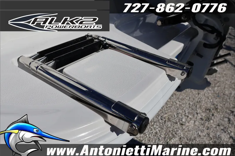 Slide: The Image of Chrome ladder on ALK2 Powerboats 22 CRS, 2026 model, displayed at Antonietti Marine. - 7