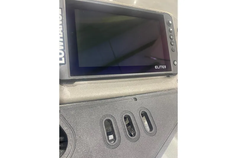 Slide: The Image of Lowrance Elite fishfinder on 2019 Ranger Z185 boat dashboard. - 2