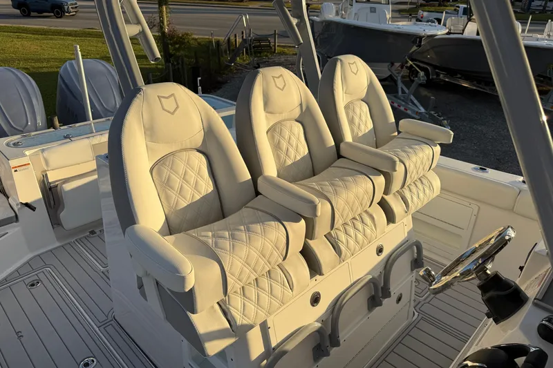 Slide: The Image of Luxurious seating on 2026 Sea Fox 328 Commander boat, featuring elegant design and premium materials. - 26