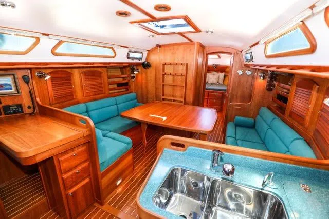 Slide: The Image of Bow of 2004 Sabre 426 sailboat with anchor and winch system. - 22