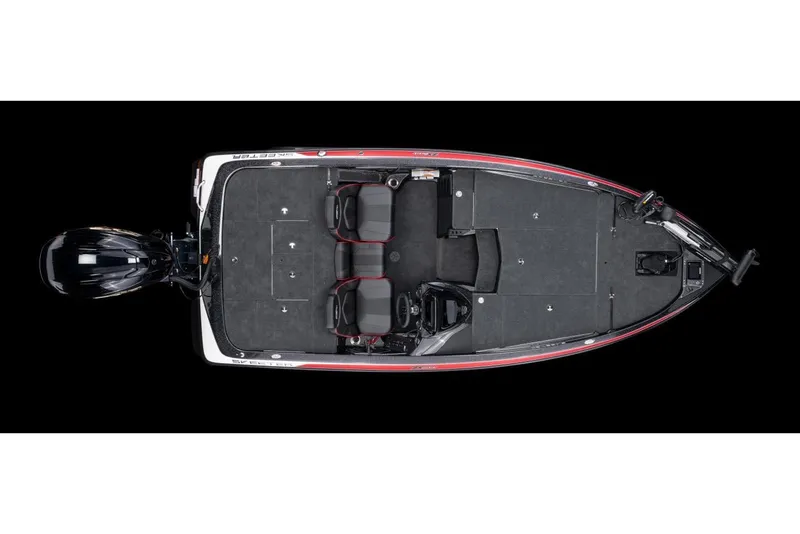Slide: The Image of Manufacturer Provided Image: 2022 Skeeter ZX 200 fishing boat, top view, black and red design. - 13