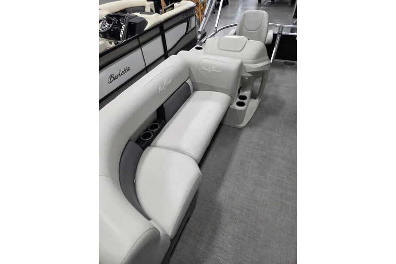 Slide: The Image of 2023 SunChaser Vista 16 LR pontoon boat with spacious seating and canopy. - 4