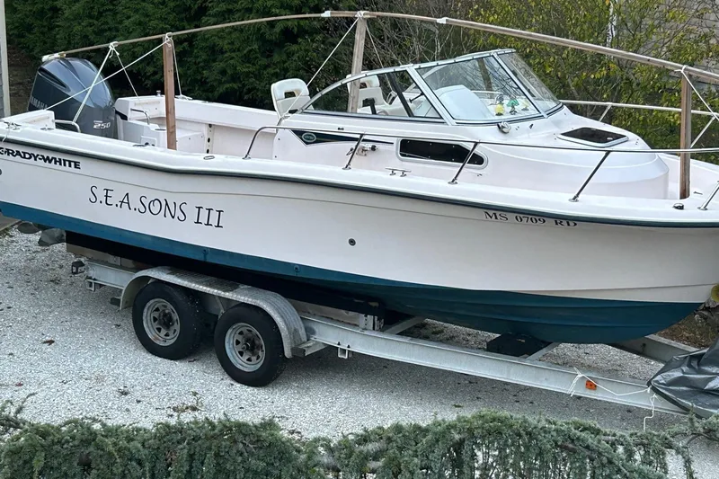 Slide: The Image of 1998 Grady-White Seafarer 226 boat on trailer, named S.E.A.Sons III. - 17
