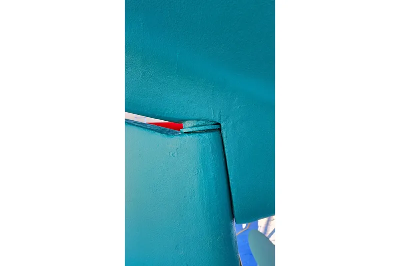 Slide: The Image of Close-up of a 1993 Pacific Seacraft 37 sailboat's rudder detail. - 21