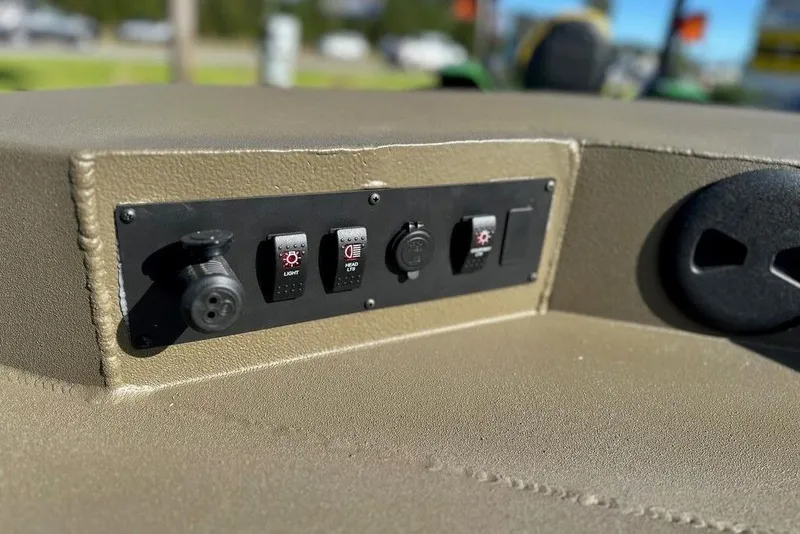 Slide: The Image of Control panel of 2026 Thor 1754 Fish Hammer boat with switches and socket. - 6