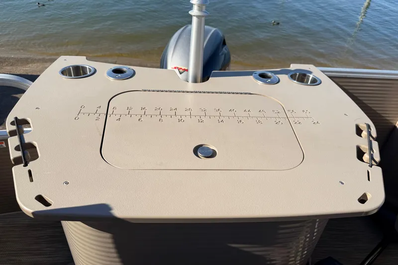 Slide: The Image of Interior of 2020 Bennington 21SF boat with seating and measuring table. - 100