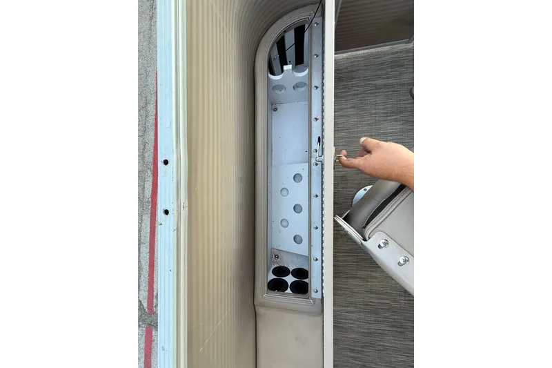 Slide: The Image of Interior view of a 2020 Bennington 21SF boat with measuring board and seating. - 52