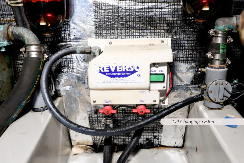 Slide: The Image of Engine room of 1993 Mediterranean 38 Convertible with Reverso oil change system. - 26