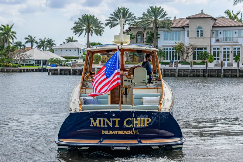 Slide: The Image of 2017 Hinckley Picnic Boat 37 MKIII, "Mint Chip," cruising in Delray Beach, Florida. - 4