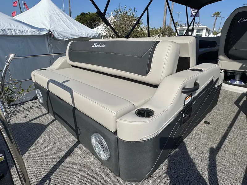 Slide: The Image of 2026 Barletta Cabrio 24U boat seating with cup holders and stylish upholstery. - 47