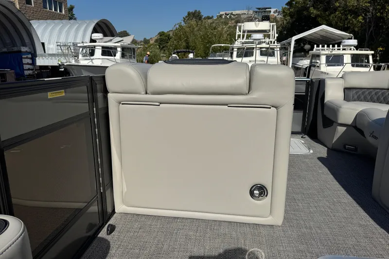 Slide: The Image of 2026 Barletta Lusso 23UC pontoon boat interior with luxurious seating and modern design. - 149