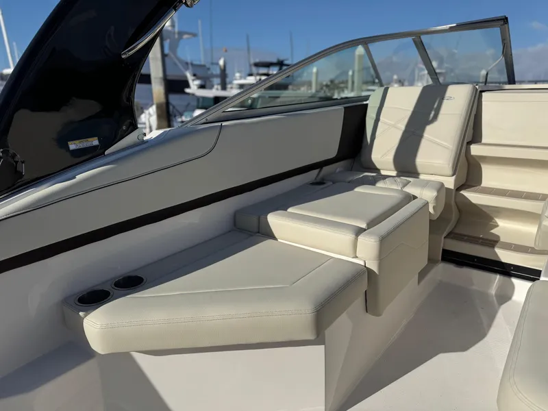 Slide: The Image of Luxurious seating on 2025 Regal 26 XO boat, featuring sleek design and comfortable upholstery. - 40