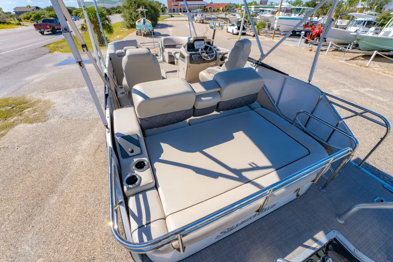 Slide: The Image of 2021 Silver Wave 2410 SW5 JS pontoon boat with spacious seating and modern design. - 20