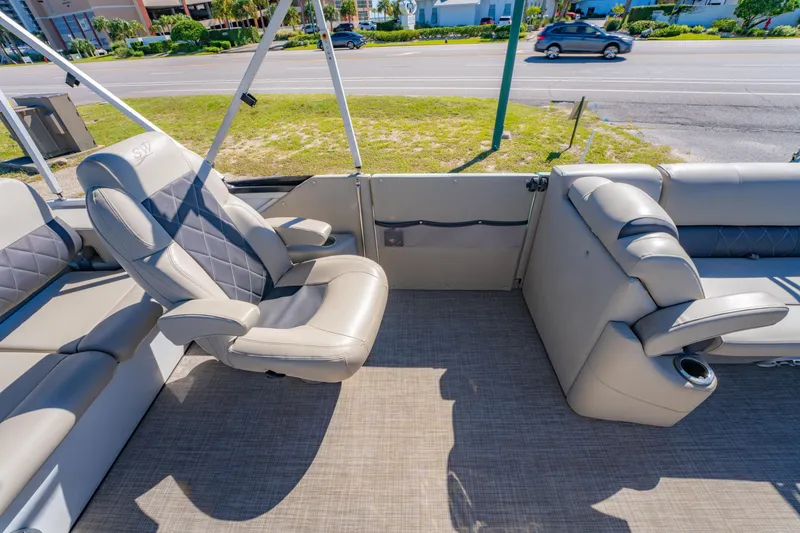 Slide: The Image of 2021 Silver Wave 2410 SW5 JS boat interior with luxurious seating and modern design. - 25