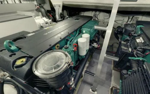 Slide: The Image of Engine room of a 2016 Prestige 450 S yacht, featuring Volvo Penta engines. - 22