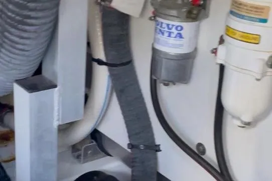 Slide: The Image of Engine compartment of a 2016 Prestige 450 S yacht, featuring Volvo Penta components. - 27