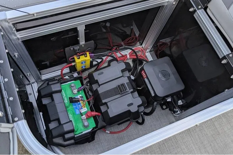 Slide: The Image of Battery compartment of 2025 Avalon 2385 LSZ CRUISE with wiring and components. - 11