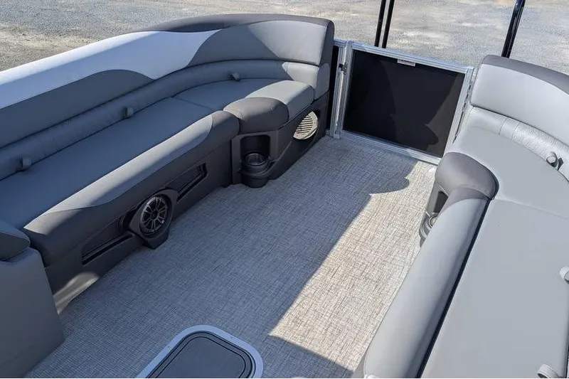 Slide: The Image of 2025 Avalon 2385 LSZ CRUISE interior with gray seating and carpeted floor. - 19
