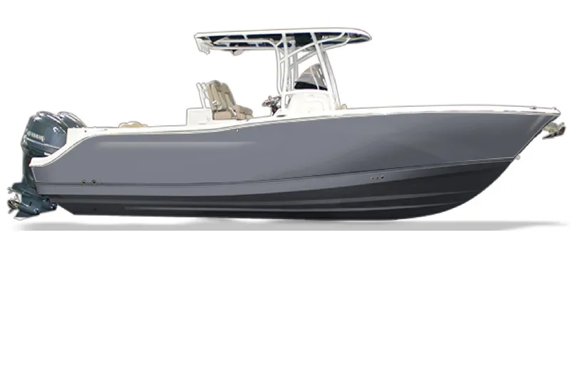 Slide: The Image of 2026 NauticStar 292 Legacy boat, sleek gray design, side view. - 6
