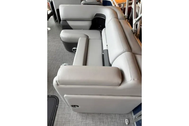 Slide: The Image of Luxurious seating on 2026 Sun Tracker SportFish 22 XP3 pontoon boat. - 10