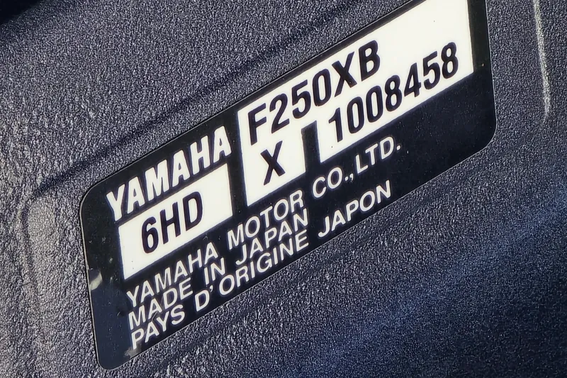 Slide: The Image of Yamaha F250XB engine label on 2022 Sea Fox 249 Avenger boat. - 18