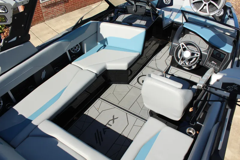 Slide: The Image of 2024 ATX Surf Boats 22 Type-S interior with modern seating and sleek design. - 7