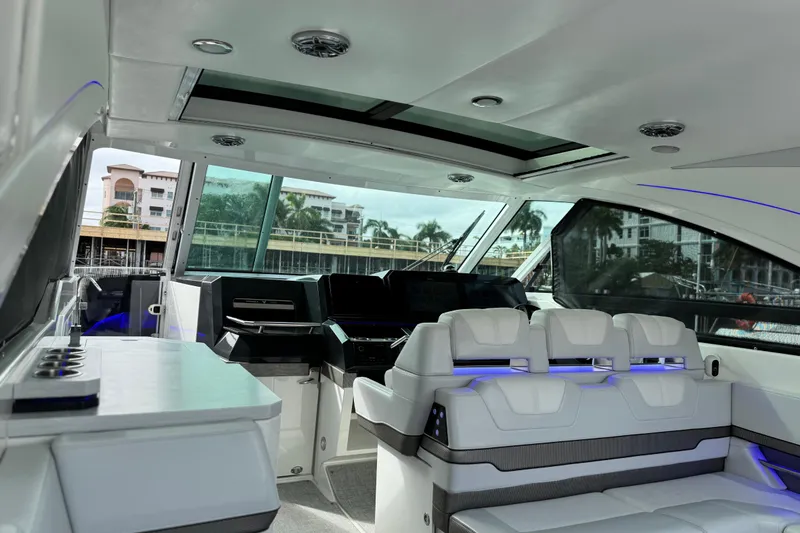 Slide: The Image of Luxurious interior of 2023 Formula 400 Super Sport Crossover yacht with modern seating and sleek design. - 27