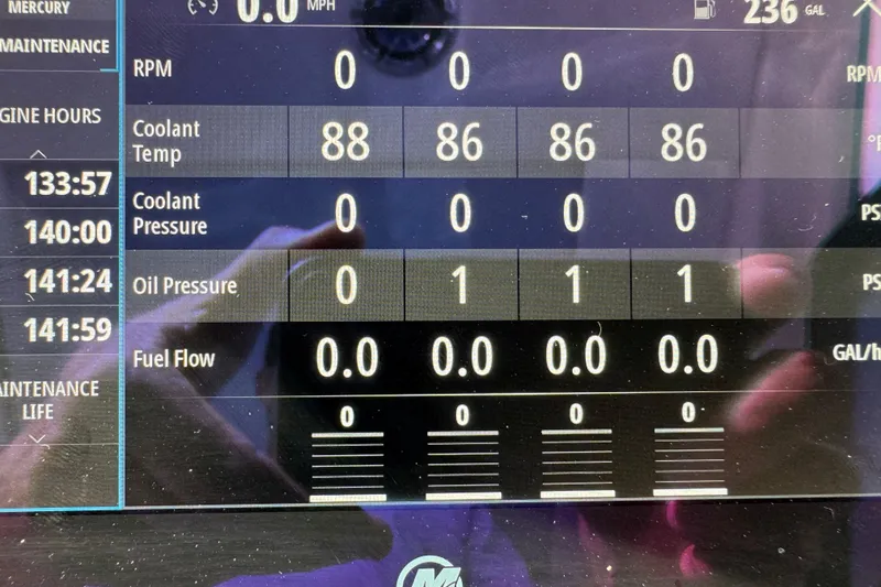 Slide: The Image of Dashboard display of 2023 Formula 400 Super Sport Crossover with engine metrics. - 42