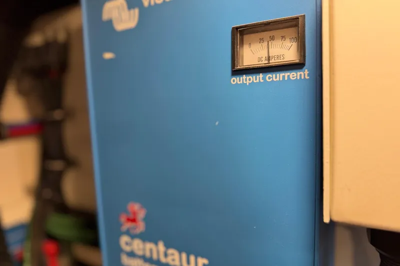 Slide: The Image of Blue electrical panel with output current gauge, labeled "centaur," in a 2023 Formula 400 Super Sport Crossover. - 81