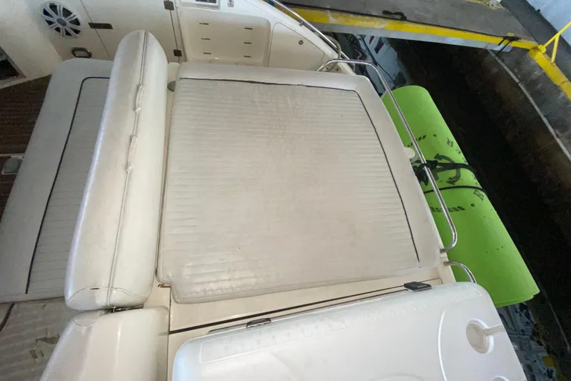 Slide: The Image of Sunseeker Camargue 51 yacht deck with cushioned seating, 1997 model. - 24