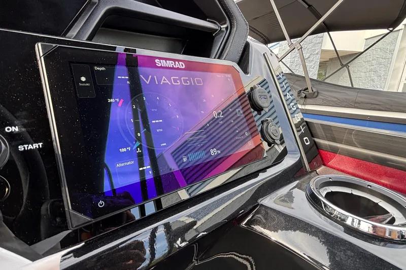 Slide: The Image of Dashboard of 2026 Viaggio Z24U boat with Simrad display and controls. - 23