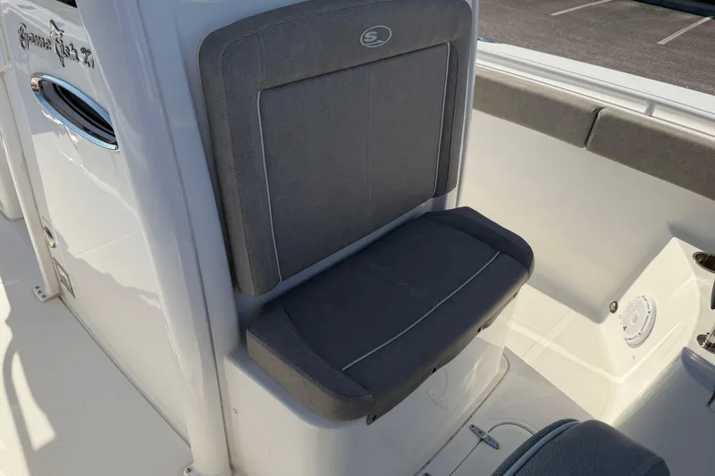 Slide: The Image of 2025 Sea Hunt Gamefish 27 Forward Seating, featuring sleek gray upholstery. - 11