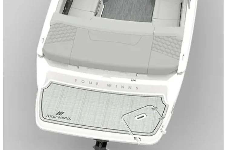 Slide: The Image of 2025 Four Winns H4 Freedom boat rear view with swim platform and propeller. - 4